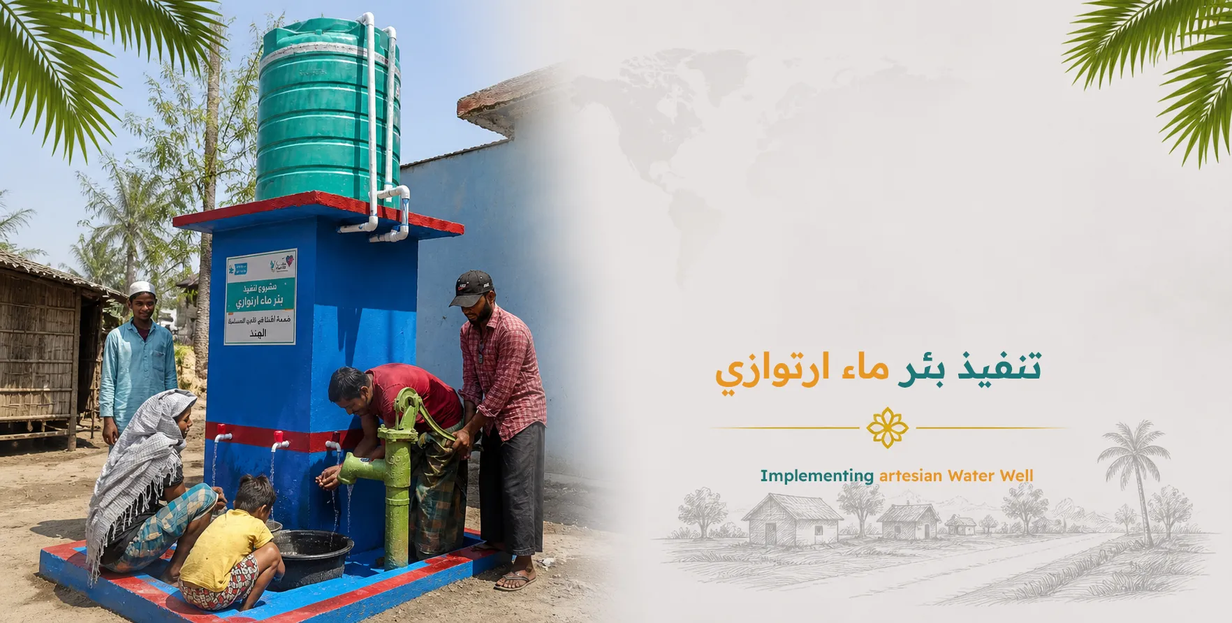 Implementing artesian Water Well with hydraulic and electric pump