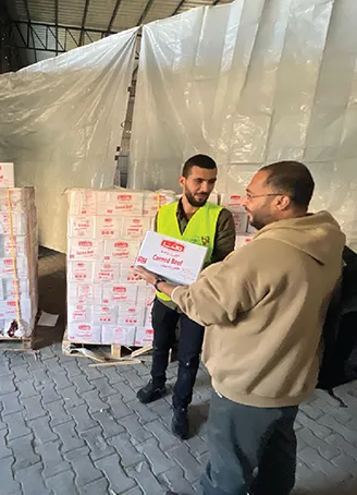 distributing canned meat