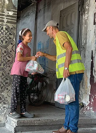 distributing canned meat